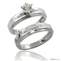 Size 5 - 10k White Gold Ladies&#39; 2-Piece Diamond Engagement Wedding Ring Set,  - £410.97 GBP