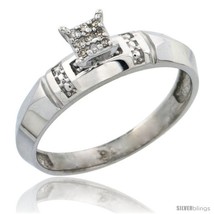 Size 8.5 - Sterling Silver Diamond Engagement Ring Rhodium finish, 5/32 in wide  - £46.95 GBP