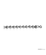 Sterling Silver Charm Bracelet w/ Puffed  - £49.15 GBP