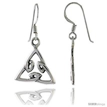 Sterling Silver Triquetra Celtic Dangle Earrings, 1 3/16 in tall -Style  - £20.59 GBP