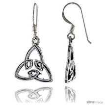 Sterling Silver Triquetra Trinity Celtic Dangle Earrings, 1 1/4 in  - £18.18 GBP