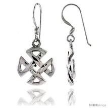 Sterling Silver 4-Way Celtic Quaternary Knot Dangle Earrings, 1 1/4 in  - £18.18 GBP