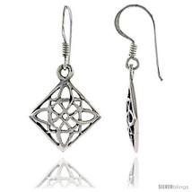 Sterling Silver Celtic Dangle Earrings, w/ Floral Design, 1 1/4 in  - $20.13