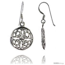 Sterling Silver Celtic Circle Dangle Earrings, 1 1/4 in  - £18.18 GBP