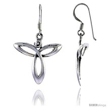 Sterling Silver Celtic Triquetra Knot Trinity Dangle Earrings, 1 1/2 in  - £22.51 GBP