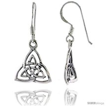Sterling Silver Triquetra Celtic Dangle Earrings, 1 3/16 in tall -Style  - £16.04 GBP