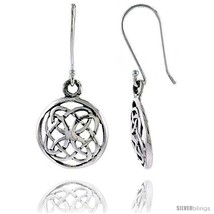 Sterling Silver Celtic Circle Dangle Earrings, 1 1/4 in tall -Style  - £16.04 GBP