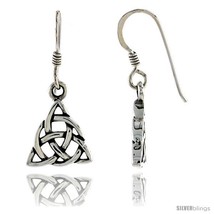 Sterling Silver Celtic Triquetra Dangle Earrings, 1 in tall -Style  - £18.18 GBP