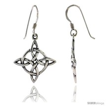 Sterling Silver 4-Point North Star Celtic Dangle Earrings, 1 3/8 in  - £20.59 GBP