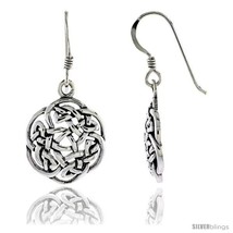 Sterling Silver Floral Knot Works Celtic Dangle Earrings, 1 1/4 in  - £26.99 GBP