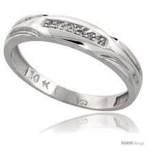 Size 11.5 - 10k White Gold Men&#39;s Diamond Wedding Band, 3/16 in wide -Style  - £200.75 GBP