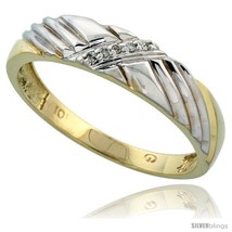 Size 10.5 - 10k Yellow Gold Mens Diamond Wedding Band Ring 0.03 cttw Brilliant  - £237.68 GBP