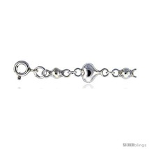 Sterling Silver Anklet w/ Bead &amp; Heart  - £38.99 GBP
