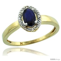 Size 9 - 14k Yellow Gold Diamond Halo Quality Blue Sapphire Ring 0.64 Carat  - £376.31 GBP