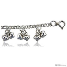 Sterling Silver Anklet w/ Clustered Teeny Heart  - £71.25 GBP