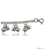 Sterling Silver Anklet w/ Clustered Teeny Heart  - £71.92 GBP