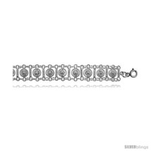 Sterling Silver Charm Bracelet w/ Flowers and  - £72.07 GBP