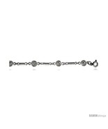 Sterling Silver Charm Bracelet w/ Flowers -Style  - £24.57 GBP