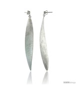 Sterling Silver Frosted Finish Wavy Dangle Oval Earrings, 3 3/8 (86m)  - £66.99 GBP