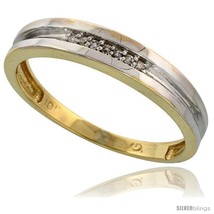 Size 14 - 10k Yellow Gold Mens Diamond Wedding Band Ring 0.04 cttw Brilliant  - £214.42 GBP