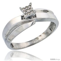 Size 8.5 - Sterling Silver Diamond Engagement Ring Rhodium finish, 1/4 in  - £49.67 GBP