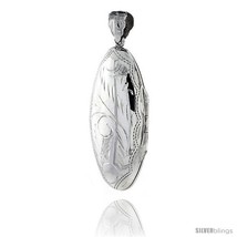 Large Sterling Silver Hand Engraved Oval Locket, 3/4 in. (20 mm) X 1 5/8... - $63.28
