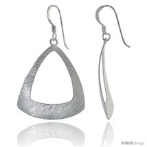 Sterling Silver Triangle Earrings Crystallized Finish, 1 3/16  - £17.65 GBP