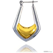 Sterling Silver Snap-down-post Hoop Earrings, w/ 2-Tone Gold Plate Accent, 1  - £46.54 GBP