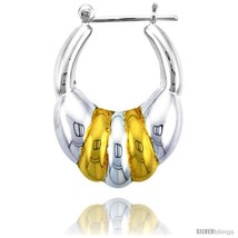 Sterling Silver Snap-down-post Hoop Earrings, w/ 2-Tone Gold Plate Accent, 1  - $58.96