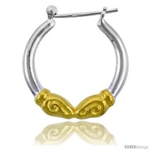 Sterling Silver Snap-down-post Rams Head Hoop Earrings, w/ 2-Tone Gold Plate  - $34.66