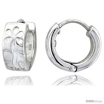 Sterling Silver Huggie Earrings Floral Flawless Finish, 5/8 in -Style  - £56.70 GBP
