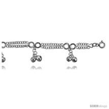 Sterling Silver Charm Bracelet w/ Dangling Clustered Chime  - $53.97