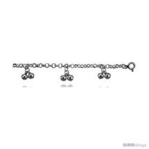 Sterling Silver Anklet w/ Clustered Double Chime  - $82.56