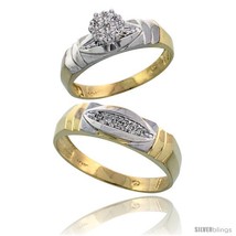 Size 8 - 10k Yellow Gold Diamond Engagement Rings 2-Piece Set for Men and Women  - £404.54 GBP