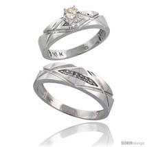 Size 8 - Sterling Silver 2-Piece Diamond Ring Set ( Engagement Ring &amp; Man&#39;s  - £122.64 GBP