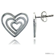 Sterling silver heart post earrings 9 16 14 mm thumb200