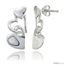 Sterling Silver Heart Post Earrings, 7/8in  (22  - £31.17 GBP