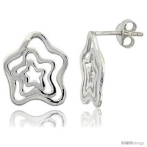 Sterling silver star post earrings 5 8 16 mm thumb200