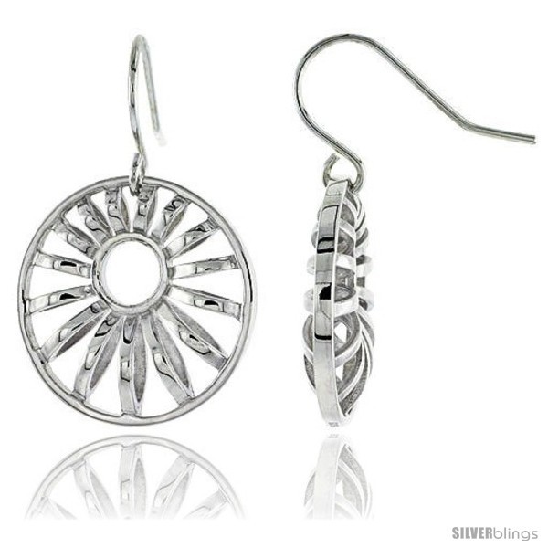 Primary image for Sterling Silver Round Hook Earrings, 13/16in  (21 mm) -Style 