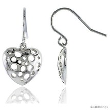 Sterling Silver Heart Hook Earrings, 9/16 (14 mm) -Style  - £23.98 GBP