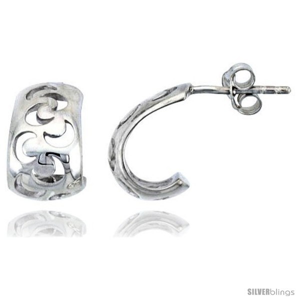 Primary image for Sterling Silver Half-moon Post Earrings, 1/2in  (13 