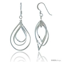 Sterling Silver Curvy Pear Cut Outs w/ Diamond Cut Dangle Earrings, 1 3/4 (45  - £34.71 GBP
