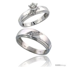 Size 8.5 - Sterling Silver 2-Piece Diamond Ring Set ( Engagement Ring &amp; Man&#39;s  - £134.32 GBP