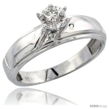 Size 7.5 - Sterling Silver Diamond Engagement Ring, w/ 0.04 Carat Brilliant Cut  - £62.68 GBP