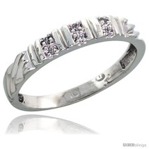 Size 6.5 - 10k White Gold Ladies&#39; Diamond Wedding Band, 1/8 in wide -Style  - £127.69 GBP