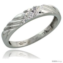 Size 5 - 10k White Gold Ladies&#39; Diamond Wedding Band, 1/8 in wide -Style  - £165.27 GBP