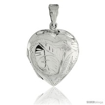 Sterling Silver Large Hand Engraved Heart Locket, 1 1/8 x 1 1/4  - $65.94