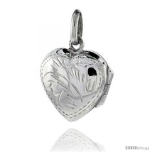 Tiny Sterling Silver Hand Engraved Heart Locket, 9/16 in. (14 mm)  - $21.74