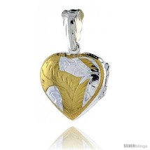 Sterling Silver Two Tone Hand Engraved Heart Locket, 13/16 in. wide by  - $51.71