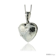 Sterling Silver Hand Engraved Heart Locket, 13/16 wide by  - $59.94